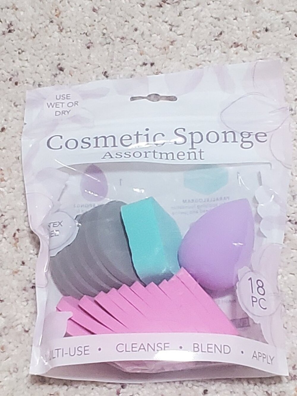New Cosmetic Sponge Assortment 18pc Latex Free